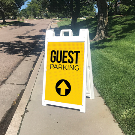 Yellow Dots Guest Parking Street Sign
