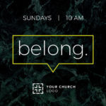 Green Marble Belong Square InviteCard